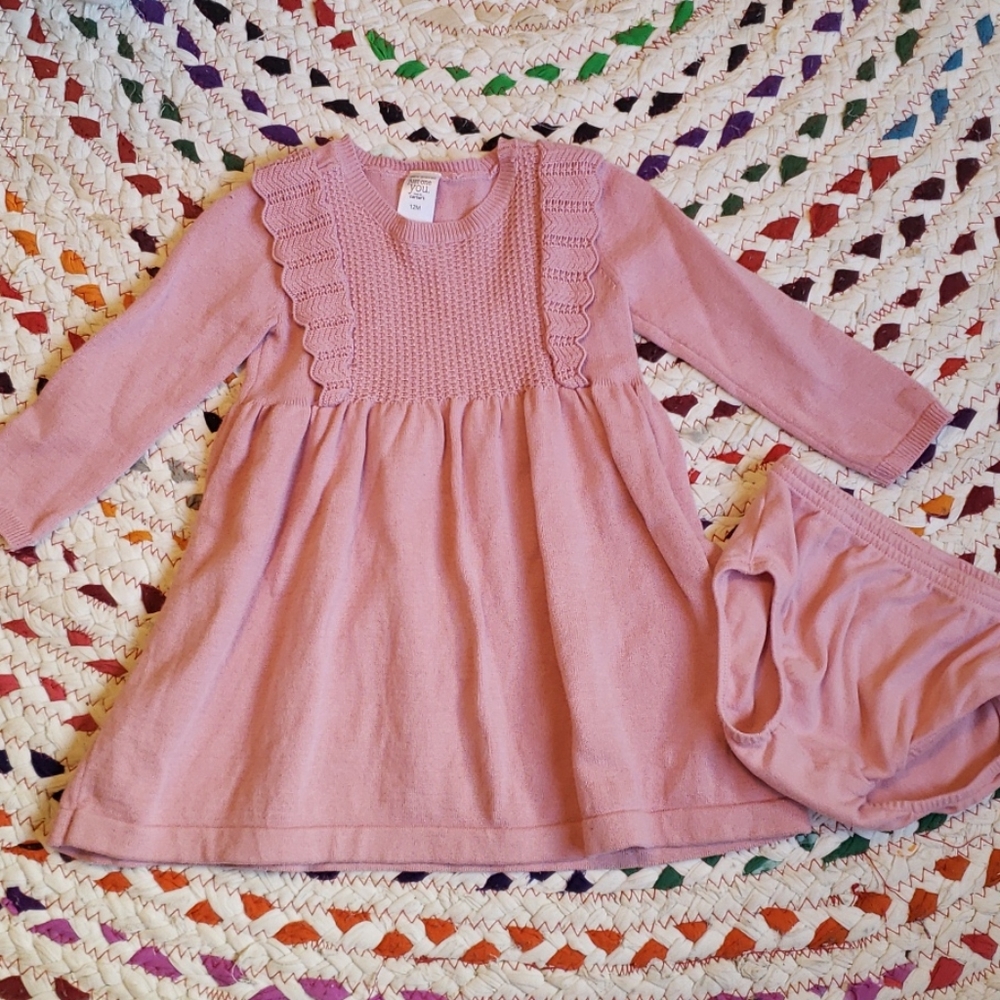 Infant sweater dress with bloomers - new